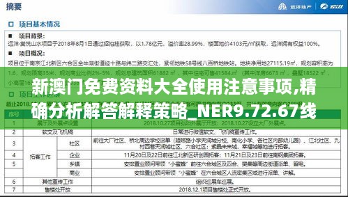 新澳門免費資料大全使用注意事項,精確分析解答解釋策略_NER9.72.67線上版