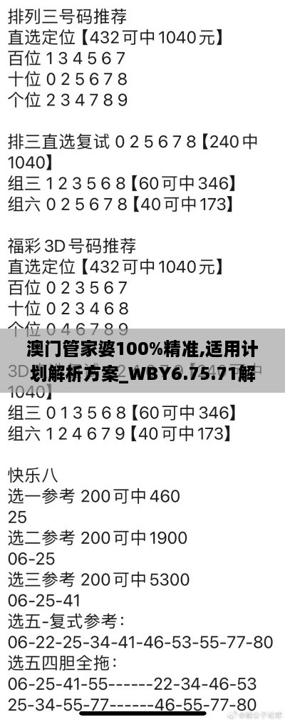 澳門管家婆100%精準,適用計劃解析方案_WBY6.75.71解放版