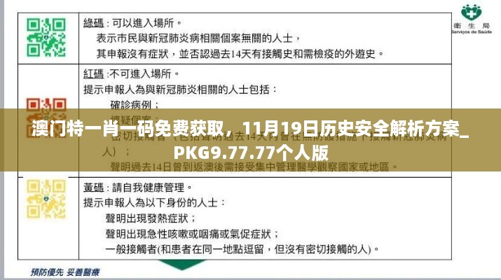 澳門特一肖一碼免費(fèi)獲取，11月19日歷史安全解析方案_PKG9.77.77個(gè)人版