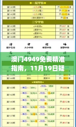 澳門(mén)4949免費(fèi)精準(zhǔn)指南，11月19日疑問(wèn)解析與解答_NLA2.21.30社交版