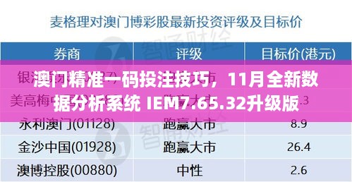 澳門精準一碼投注技巧，11月全新數(shù)據(jù)分析系統(tǒng) IEM7.65.32升級版