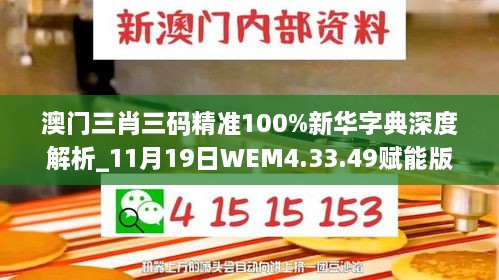 澳門三肖三碼精準(zhǔn)100%新華字典深度解析_11月19日WEM4.33.49賦能版