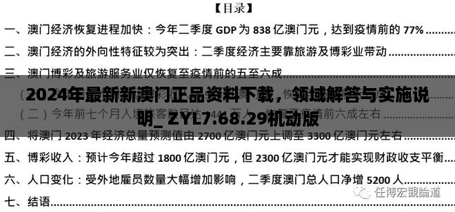 2024年最新新澳門正品資料下載，領(lǐng)域解答與實施說明_ ZYL7.68.29機動版