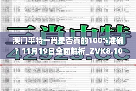 澳門平特一肖是否真的100%準確？11月19日全面解析_ZVK8.10.37版本發(fā)布