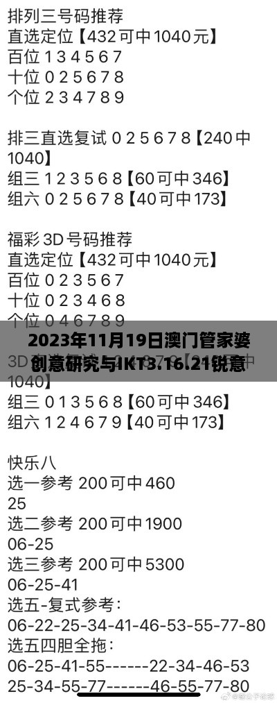 2023年11月19日澳門管家婆創(chuàng)意研究與IKT3.16.21銳意版解析