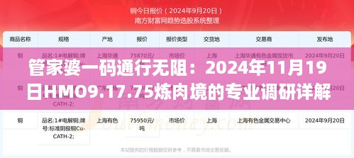 管家婆一碼通行無(wú)阻：2024年11月19日HMO9.17.75煉肉境的專業(yè)調(diào)研詳解