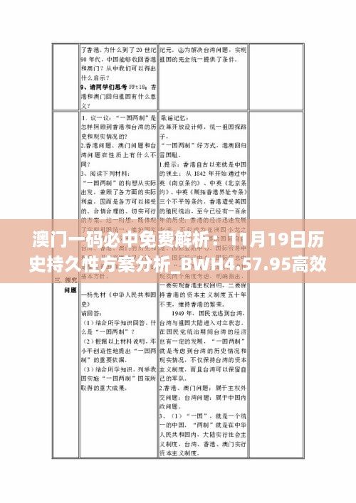 澳門(mén)一碼必中免費(fèi)解析：11月19日歷史持久性方案分析_BWH4.57.95高效版