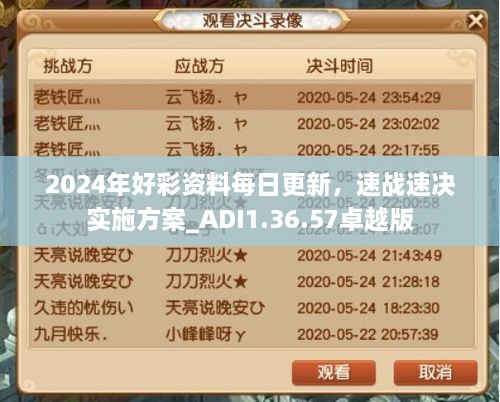 2024年好彩資料每日更新，速戰(zhàn)速決實施方案_ADI1.36.57卓越版