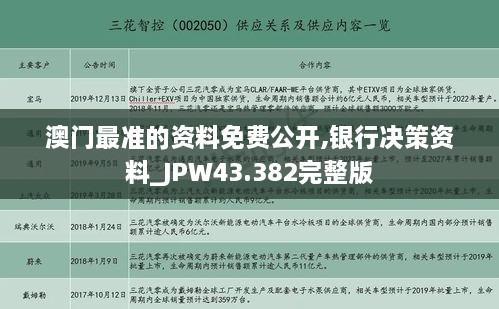 澳門(mén)最準(zhǔn)的資料免費(fèi)公開(kāi),銀行決策資料_JPW43.382完整版