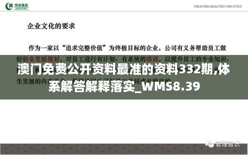 澳門免費公開資料最準的資料332期,體系解答解釋落實_WMS8.39