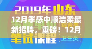 孝感中順潔柔12月最新招聘啟事，職場(chǎng)新星挑戰(zhàn)，崗位空缺等你來(lái)填補(bǔ)