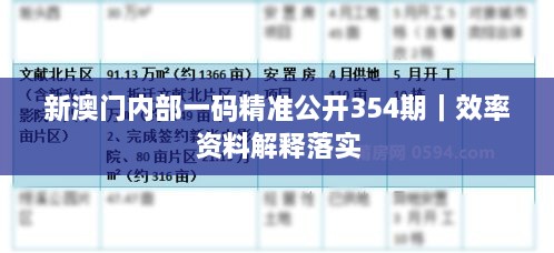 新澳門內(nèi)部一碼精準(zhǔn)公開354期｜效率資料解釋落實(shí)