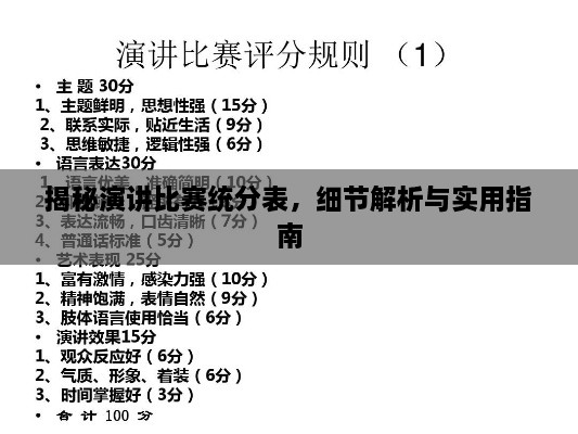 揭秘演講比賽統(tǒng)分表，細(xì)節(jié)解析與實用指南