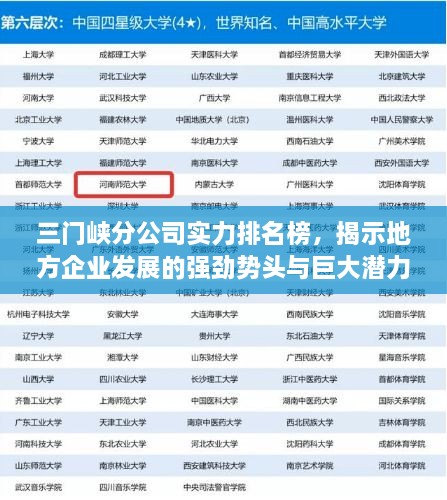 三門峽分公司實力排名榜，揭示地方企業(yè)發(fā)展的強勁勢頭與巨大潛力