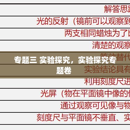 專題三 實(shí)驗(yàn)探究，實(shí)驗(yàn)探究專題卷 