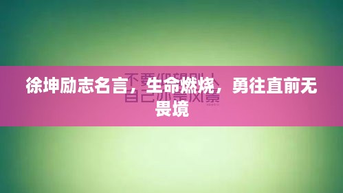 徐坤勵(lì)志名言，生命燃燒，勇往直前無畏境