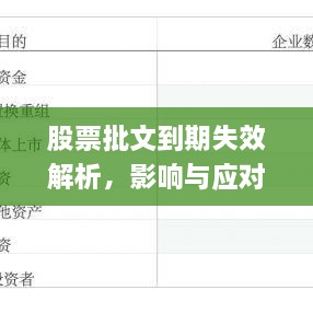 股票批文到期失效解析，影響與應(yīng)對(duì)策略